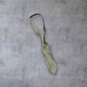 Green & Beige Oval All Over Pattern Silk Tie